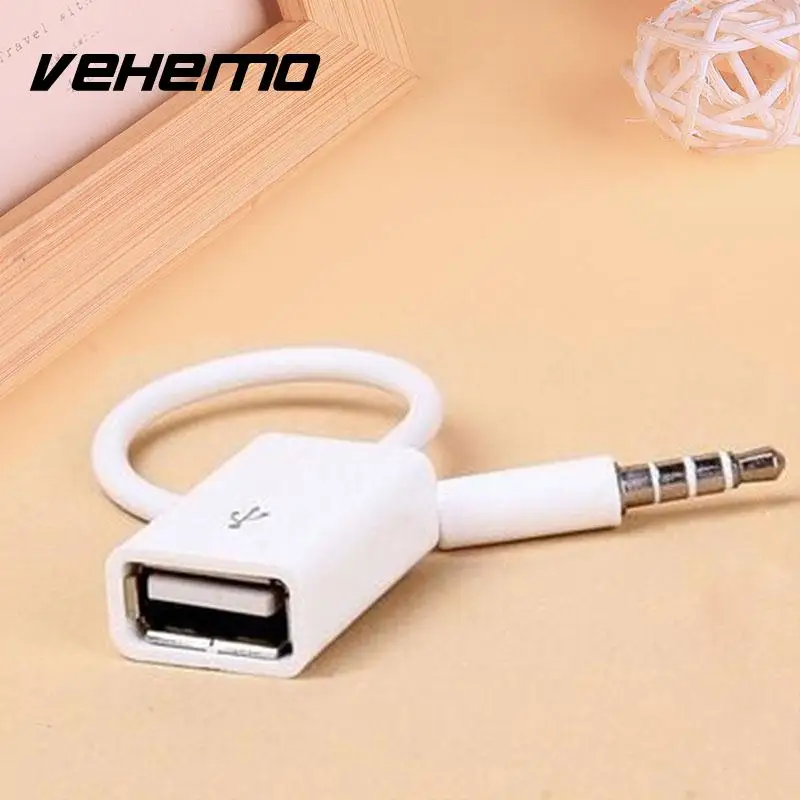 

VEHEMO Car Stying Portable 3.5mm Male AUX Audio Plug Adapter Jack To USB 2.0 female Port Converter Cord Cable MP3