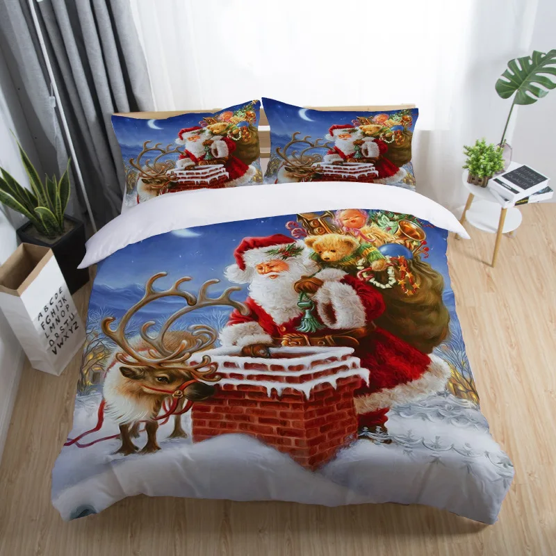 Комплект постельного белья с 3D рисунком &quotMerry Christmas&quot Размеры Queen/Twin/King