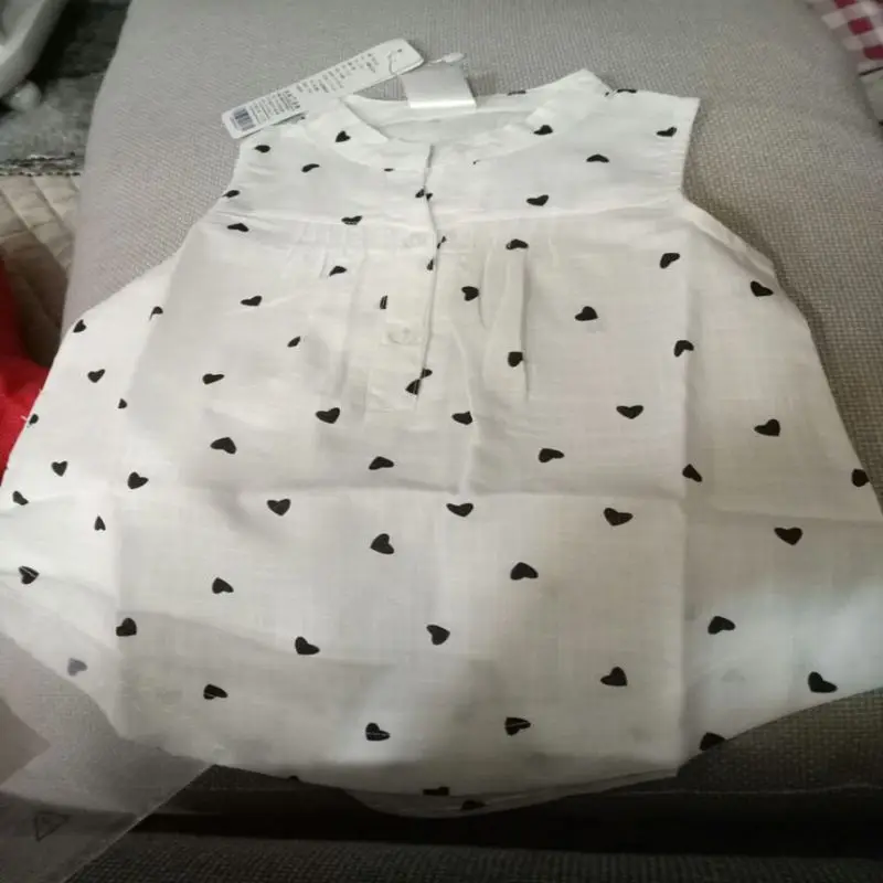 Hot Summer Fashion Female Children'S Clothing White Black Baby Girl Sleeveless Computer Printing Blouse Shirt