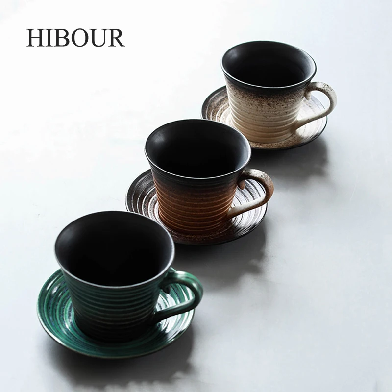 Download HIBOUR Vintage Tea Cup Retro Style Ceramic Cup Coffee Mug ...