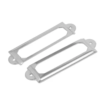 

40 set Office Library File Drawer Cabinet Card Tag Label Holder Metal Frame (Silver Tone)