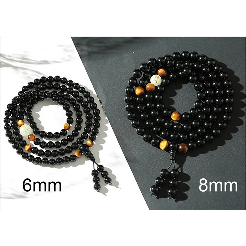 BOEYCJR Dragon Black Buddha Mala Beads Bangles&Bracelets Handmade Jewelry Ethnic Glow in the Dark Bracelet for Women or Men