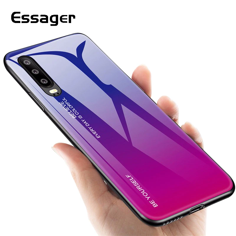 

Essager Gradient Tempered Glass Phone Case For Huawei Mate 20 P30 P20 Pro Lite Shell Back Cover for Huawei Honor 8X Coque Fundas