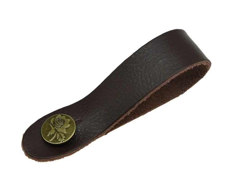 Red Brown Real Leather Strap Hook with Button for Accoustic Classical
