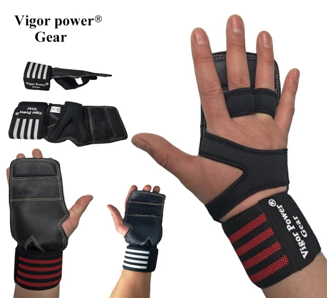 Gymnastics genuine leather weight lifting gloves with palm grips