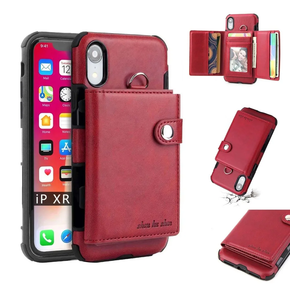 Phone Case for iPhone XR XS Folio Style Flip Protective PU Leather Credit Card Slot Cover Funda Capa | Мобильные телефоны и