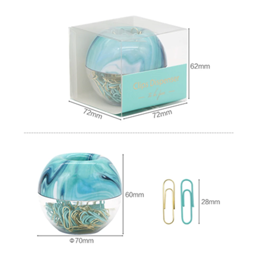 blue paper clip dispenser holder size desktop organizer container gift