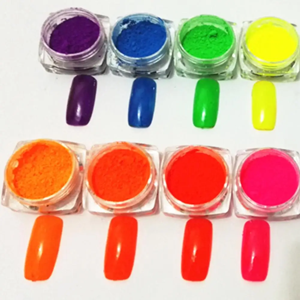 

HOT SALE 8 Colors Glitter Nail Polish Powder Luminous Acrylic Art Pigment Manicure Decor