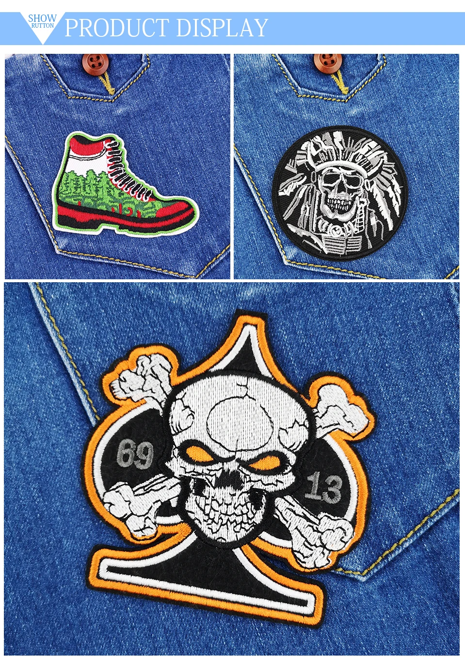 Stripe Kiss Fist Skull Patches For Clothing Small Iron On Badges No Smoking Shoes Embroidered Patches For Clothes (8)