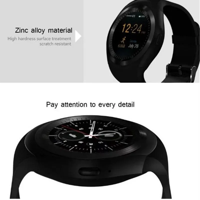Bluetooth Y1 Смарт-часы Relogio Android SmartWatch телефонный звонок GSM Sim Удаленная камера Дисплей информации спортивный шагомер