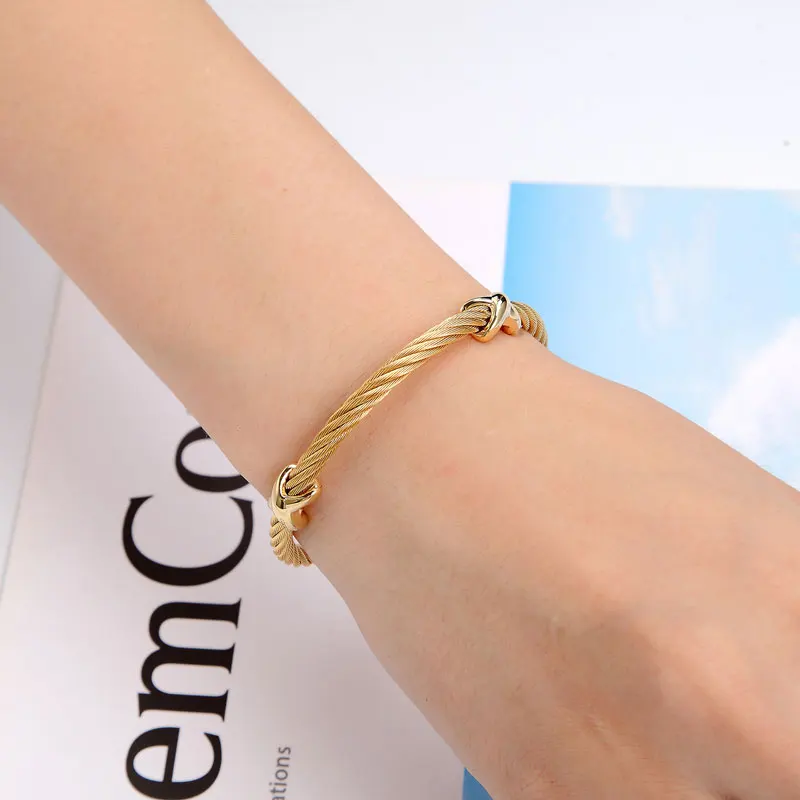 Gold Plated Buckle Design Titanium Steel Wire Rope Women Bracelet - China Cord  Bracelet and Braided Leather Bracelet price