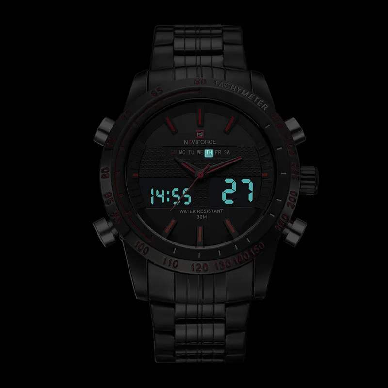 Часы NAVIFORCE мужские спортивные цифровые из нержавеющей стали кварцевые армейские