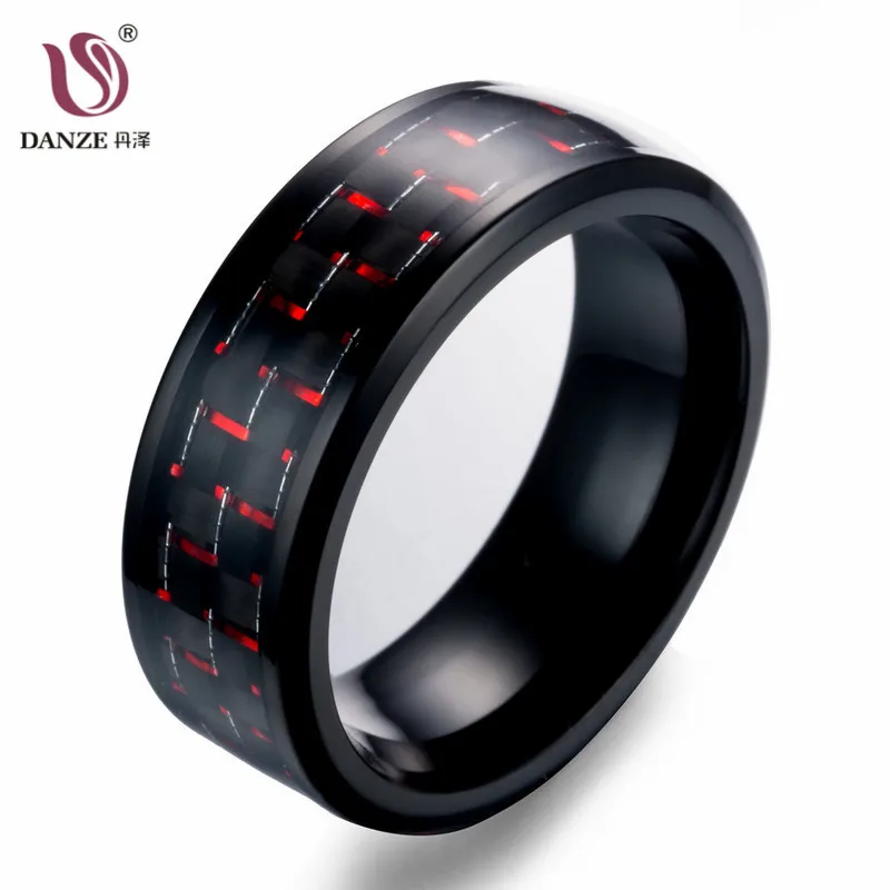 DANZE 7 12 Black Carbon Fiber Mens Cool Rings Titanium DANZE 7 12 Black Carbon Fiber Mens Cool Rings Titanium