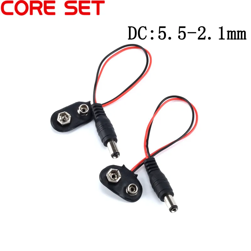 

10pcs DC Plug 5.5 x 2.1mm Power Connector With 9V Battery Snap Connector Clip Lead Wires Holder Cable Jack Socket Adapter