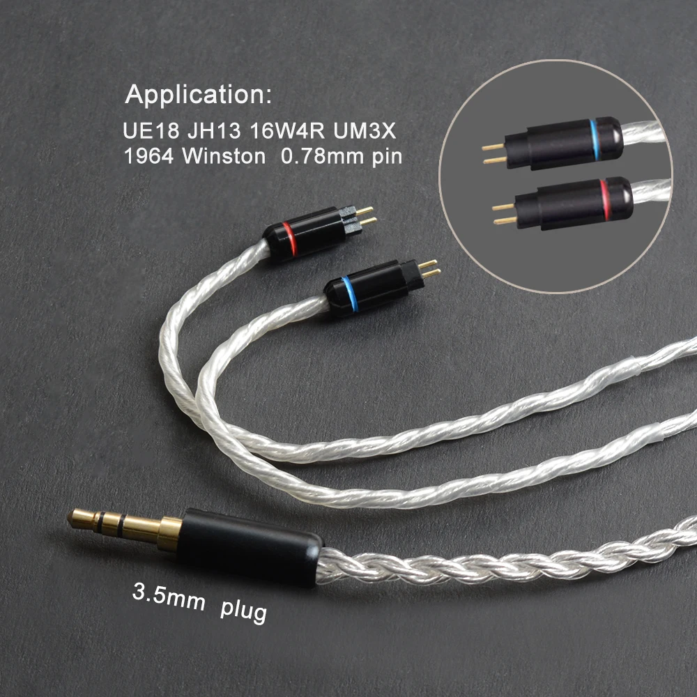 OKCSC наушники специальный кабель MMCX 0,78 мм 2PIN 6 ядер посеребренные наушники HiFi шнур обновления 3,5 мм стерео разъем для Westone