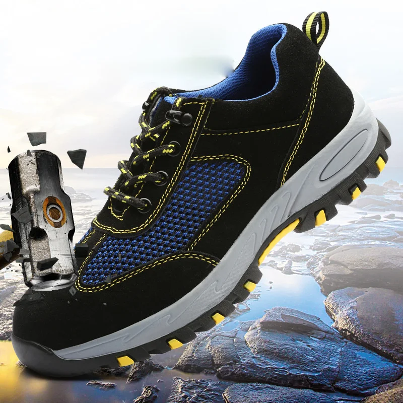 

Safety shoes steel head summer flying woven breathable deodorant lightweight anti-smashing stab-resistant casual work shoes