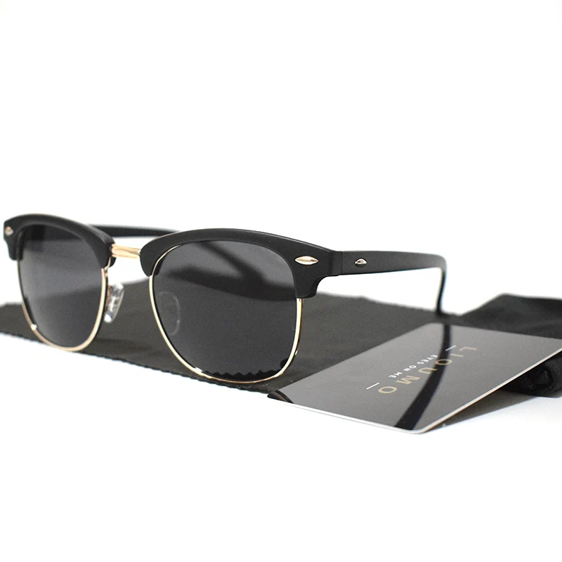 Модные мужские поляризованные солнцезащитные очки UV400 Классический винтажный бренд женские солнцезащитные очки покрытие вождения очки Gafas De Sol Masculino - Цвет линз: B-black-Matte black