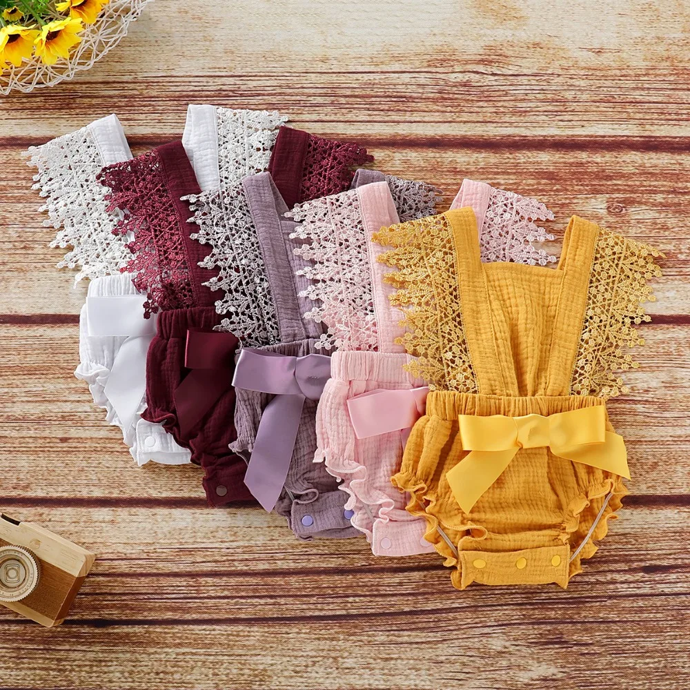 

Cukoe Cute Newborn Baby Girl Bodysuits Clothes Summer Bowknot Clothing 1st Birthday Overall 0-18 Month Babies