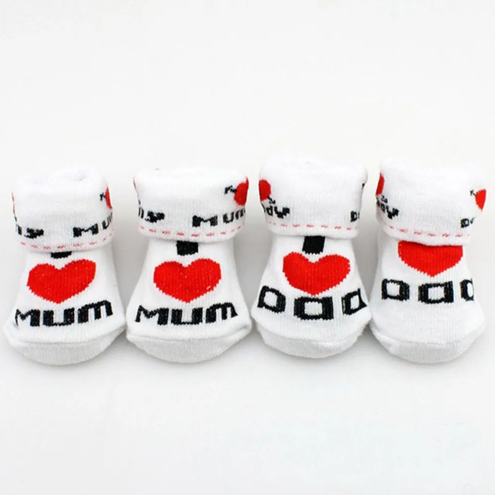

Baby Infant Boy Girl Slip-resistant Floor Socks Love Dad Love Mum Letter Socks