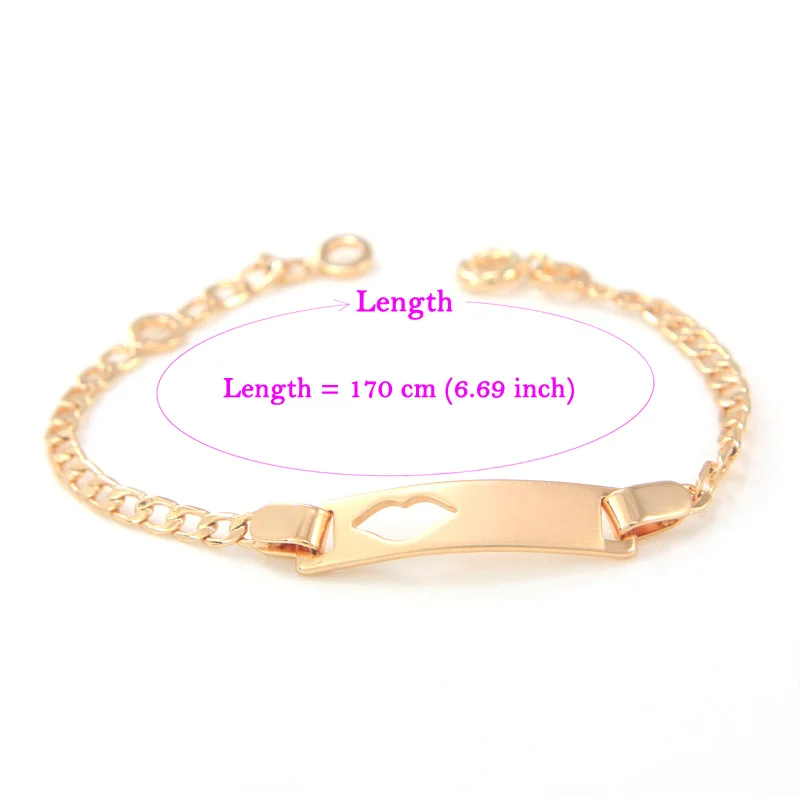 BR40A_06a size lips baby bracelet gold kids jewelry bracelete ouro pulseira bebe bijoux ninas armband