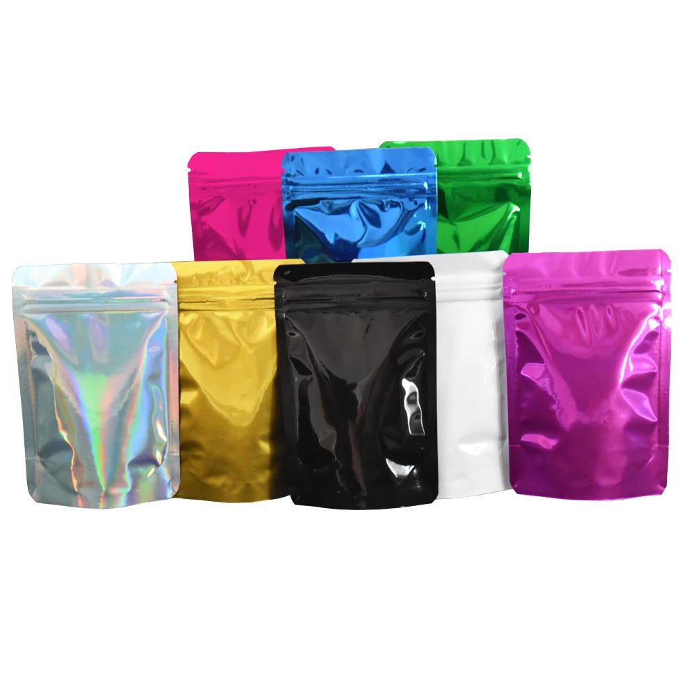 

8.5*13cm Colorful Stand Up Zip Lock Food Package Bag 100pcs/lot Grip Seal Mylar Ziplock Packaging Aluminum Foil Storage Pouch