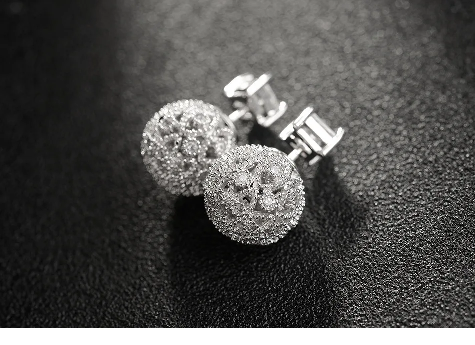 Европейский 925 серебряный игла полые резные маленькие серьги с шариками Женский Кристалл из австрийского простого темперамента дикий