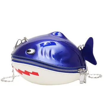 

Personality 3D Shark Design Fashion Pu Young Girl's Chain Purse Crossbody Messenger Bag Ladies Bolsa Handbag Flap Shoulder Bag