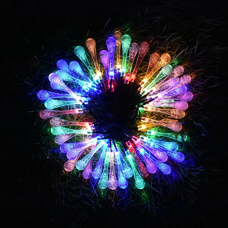 Z20 солнечные лампы светодиодные Струнные капли воды Тип 50LED 7 метров гирлянда