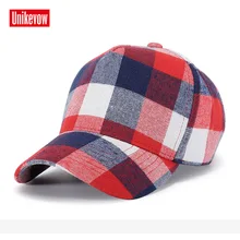 UNIKEVOW хлопковая бейсбольная кепка в клетку с пятью панелями Кепка для мужчин и женщин спортивная уличные шляпы шапка на лето и осень