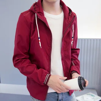 

Dropshipping Men's thin solid-colored drawstring jacket long sleeves fashion printed hoodie casual cardigan hooded top coat