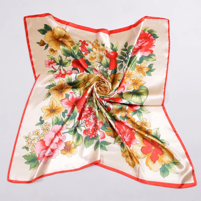 [BYSIFA] Женские Оранжевые атласные шарфы шарф для головы хиджаб 90*90 см весна осень