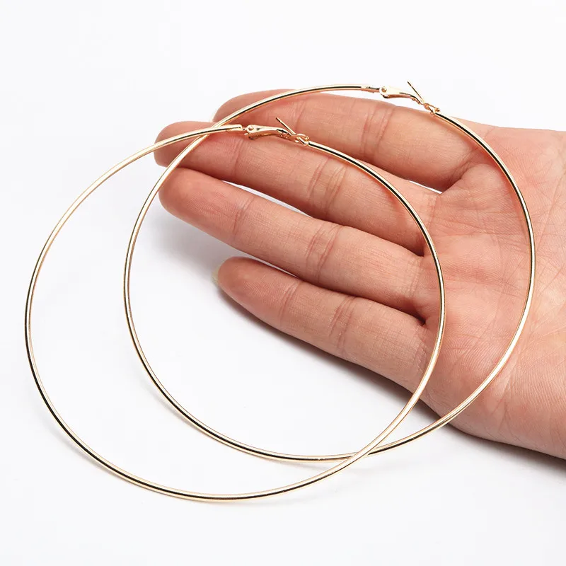 

Classice 90/100mm Big Size Hoop Earrings for Women Round Silver Gold Circle Women Jewelry Accessory Punk Brincos Pendientes