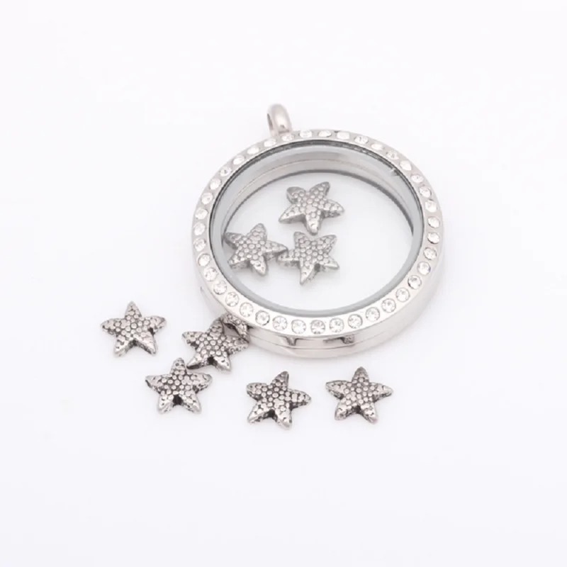 

20pcs Zinc Alloy Antique Silver Starfish Memory Locket Charm For Glass Living Floating Locket