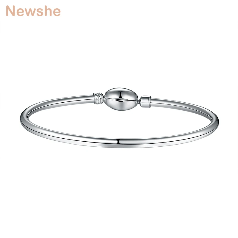 

Newshe 925 Sterling Silver Charm Bracelet For Women Oval Clasp Fit Diy Charm Beads Bracelet Jewelry Making Original Gift 1B0085