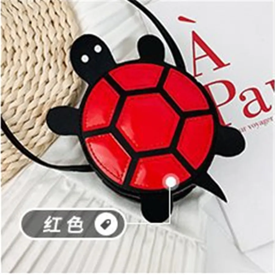 Tortoise Red Мультяшная Детская сумка через плечо из искусственной кожи для девочек, сумка-мессенджер через плечо для маленьких детей, мини кошелек для монет, карман для денег - Цвет: Tortoise Red