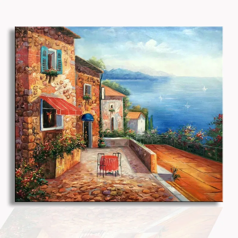 

Hand oil painting Mediterranean scenery Painting Wall Painting art painting on Canvas Home Decoration DZH001