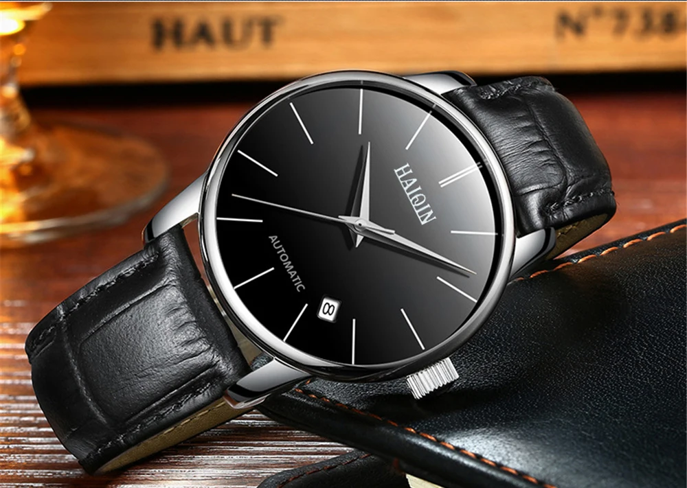 HAIQIN мужские s часы лучший бренд класса люкс мужские s автоматические механические часы классические деловые кожаные часы водонепроницаемые мужские часы