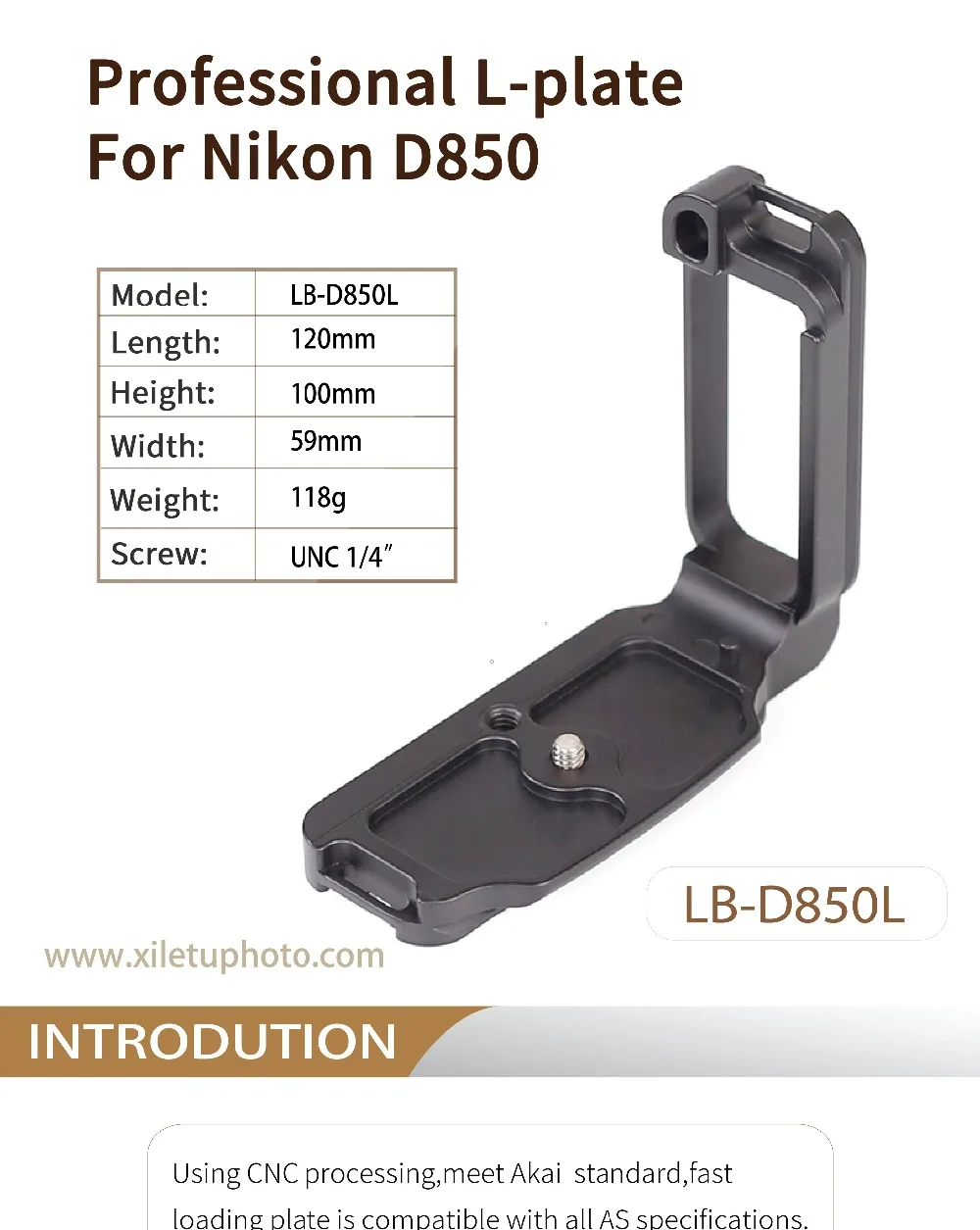 XILETU LB-D850L профессиональная быстрая загрузка L кронштейн быстросъемная пластина для Nikon D850