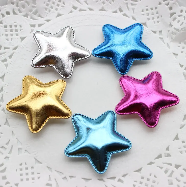 

50pcs/lot Assorted Star Felt Pentagram PU Leather Patch W/ Padded Felt Fabric Glitter DIY Craft Free Shipping