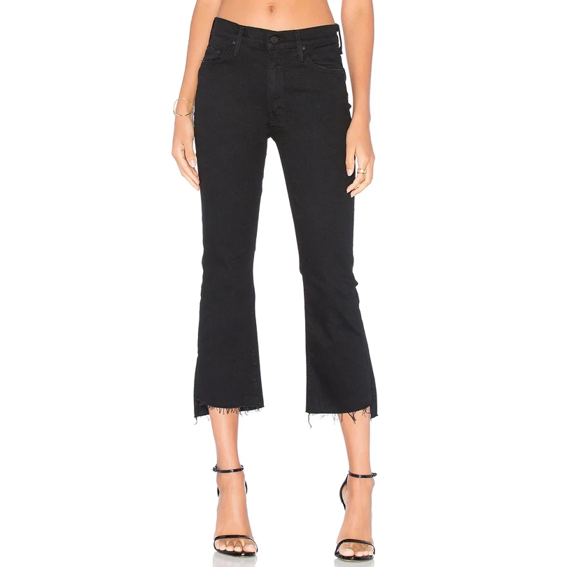

2016 Autumn Women Drift High Rise Skinny Ankle Kick Flare Jeans Raw Stepped Hem Cropped Jeans Deinm Pants Women New Trouser