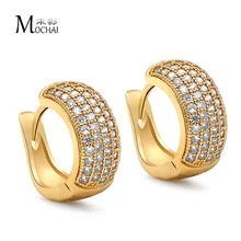 

Fashion Silver Gold Color Small Round Hoop Earrings Full Zircon Shiny Engagement Wedding Gift for Women wholesale ZK30