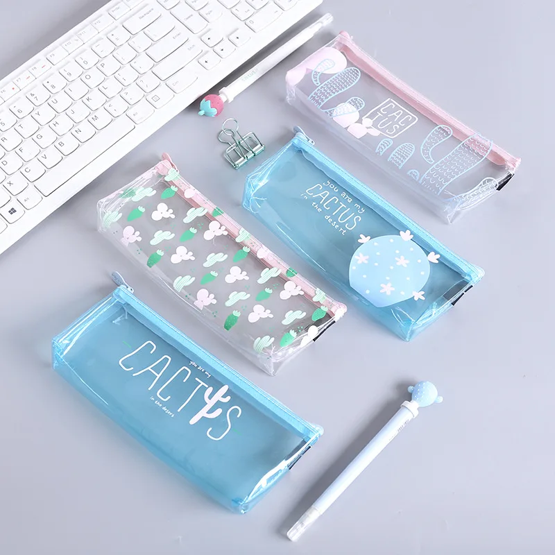 

1pcs Kawaii Pencil Case Cactus Transparent Gift Estuches School Pencil Box Pencilcase Pencil Bag School Supplies Stationery