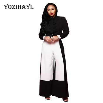 

YOZIHAYL ladies wide leg pants fashion high waist stitching contrast trousers pants women harem