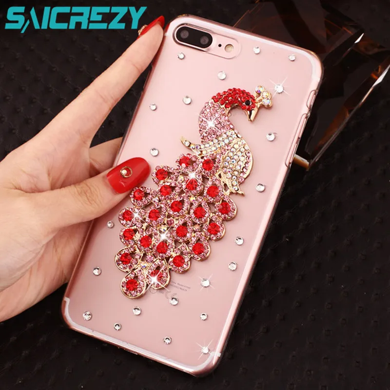 

For Oneplus 6 6T case luxury peacock Rhinestone case coque for OnePlus 7 Pro case cover phone for One plus 5 5T 6T 3t 3 case