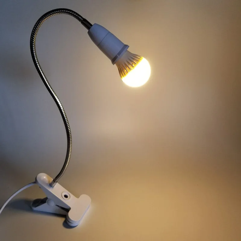 

Best Seller 360 Degree Flexible Lamp Holder Clip E27 Base with On off Switch E27 base for grow light EU US Plug use as Desk Lamp