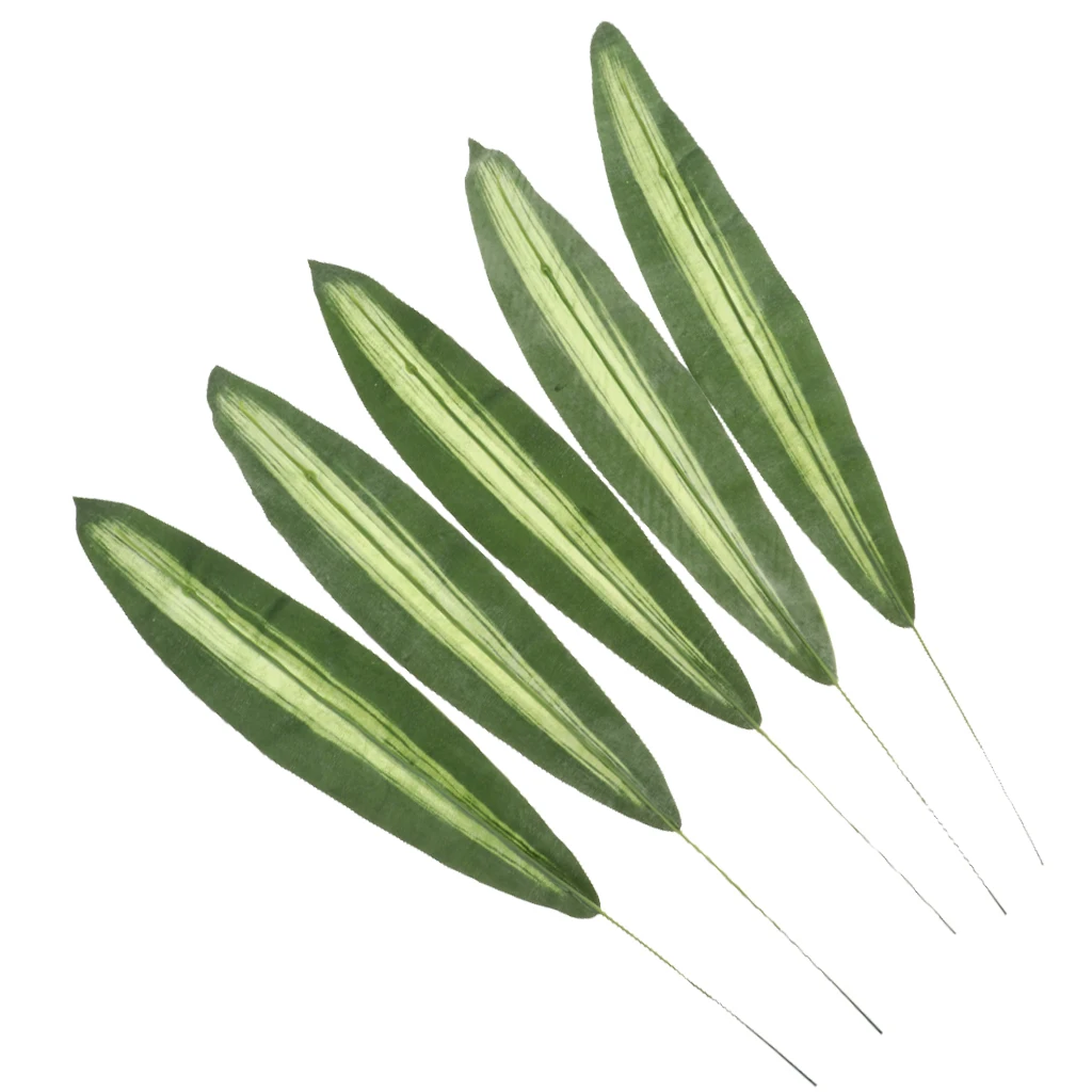 Pack of 5pcs Tropical Foliage Large Green Leaf Leaves, for Home Garden Decoration