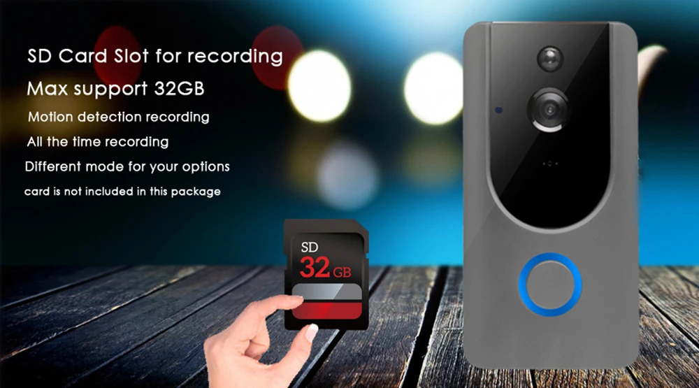 Видео дверной звонок 720P IP безопасности домофон беспроводной wifi дверной Звонок камера обнаружения движения сигнализация аудио разговор Водонепроницаемый SD карта