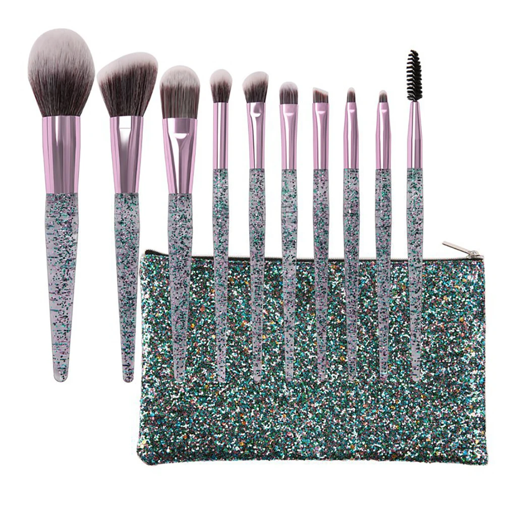 

New 10 Makeup Brushes 10 Sequins Sandy Makeup Brush Set Eye Beauty Tools
