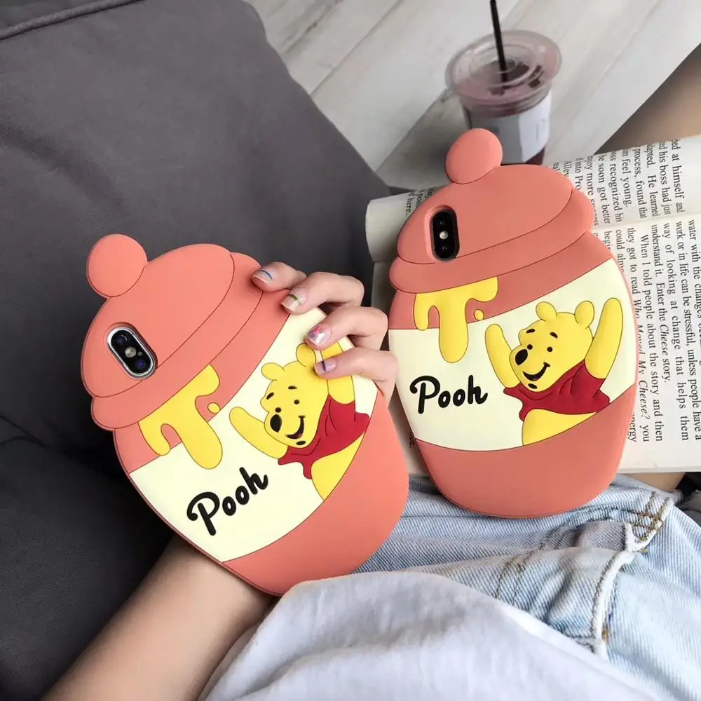 

New Cute Winnie Pooh Cartoon 3D Soft Silicone Phone Case For Iphone 6 6S 7 8 Plus X Xs Xr Max High Quality Case