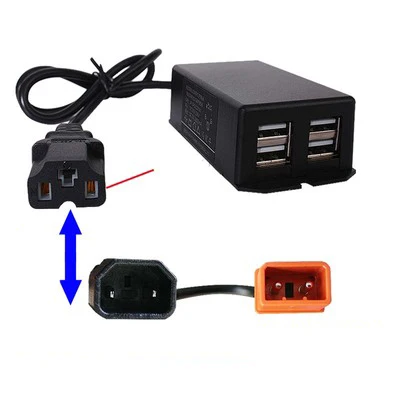EBike USB быстрое зарядное устройство для мобильного телефона на 5 В 2A 3A 4.5A автомобиль 12 в 24 в 36 в 48 в 60 в 72 в электрический велосипед T тип видео DC2.5 разъем c14 - Цвет: charger round pin